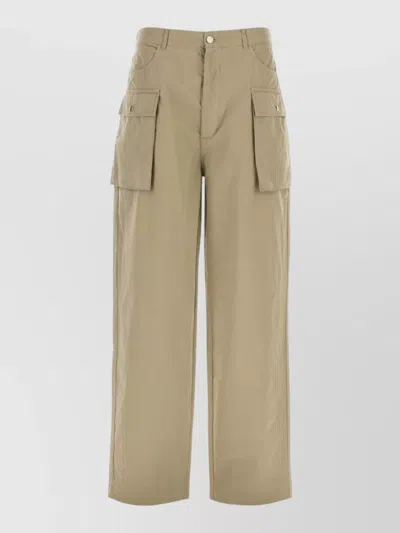 Gimaguas Cotton Giaco Wide Leg Cargo Trousers In Brown