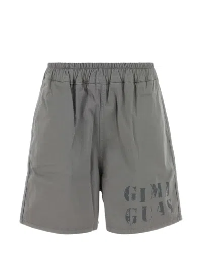 Gimaguas Cotton Shorts Printed Design Back Pocket In Gray