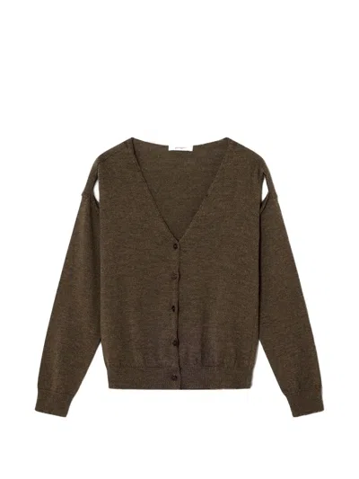 Gimaguas Coucou Shoulder Cutouts Cardigan In Brown