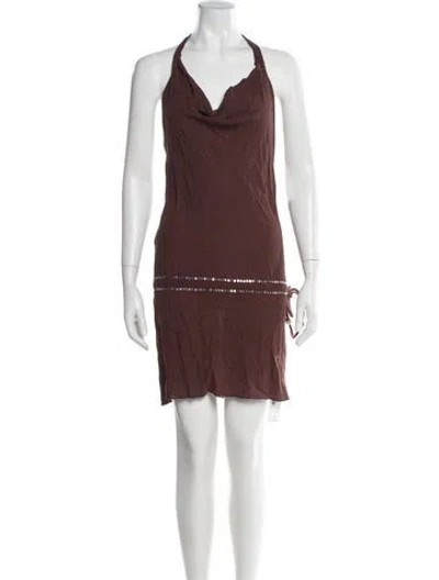 Pre-owned Gimaguas Cowl Neck Mini Dress In Brown