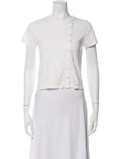 Pre-owned Gimaguas Crew Neck Short Sleeve Button-up Top In White