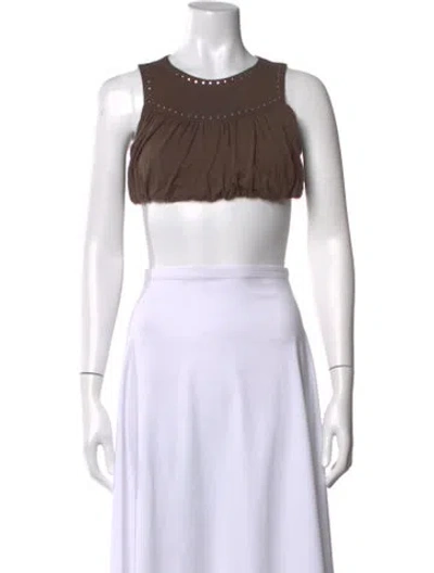 Pre-owned Gimaguas Crew Neck Sleeveless Crop Top In Brown