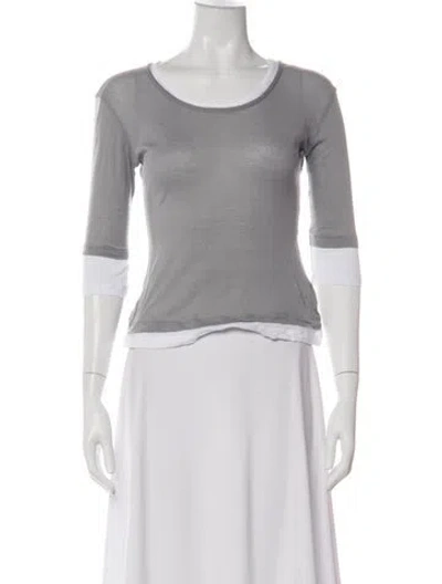 Pre-owned Gimaguas Crew Neck Three-quarter Sleeve Top In Green
