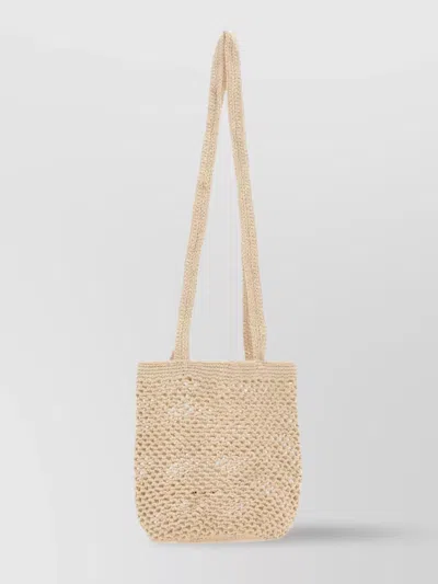 Gimaguas Sand Crochet Fisherman Shoulder Bag In Beige