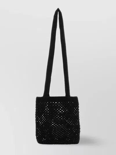 Gimaguas Black Crochet Fisherman Shoulder Bag