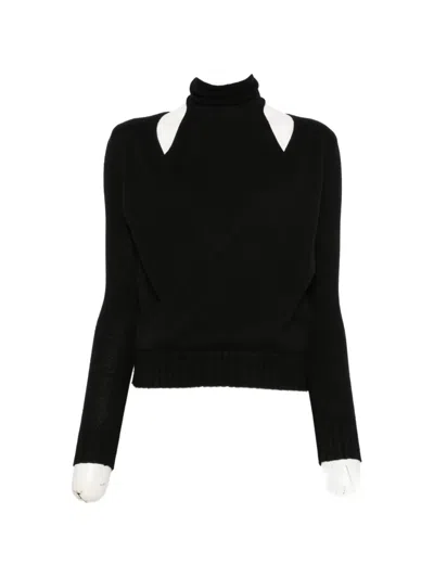 Gimaguas Cut-out Wrap-style Sweater In Black