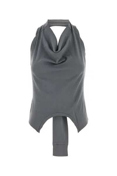 Gimaguas Halterneck Sleeveless Draped Top Tie Detail In Gray