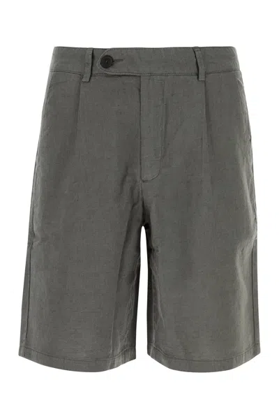 Gimaguas Dark Grey Linen Blend Bermuda Shorts In Gray