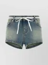 Gimaguas Denim Bow Tie Shorts With Pockets And Buttons In Blue