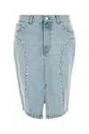 Gimaguas Luna Stud-embellished Denim Skirt In Blue