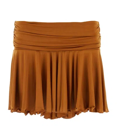 Gimaguas Caramel Stretch Polyester Mini Skirt In Orange