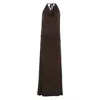 Gimaguas Sleeveless Maxi Dress Halter Neckline In Brown