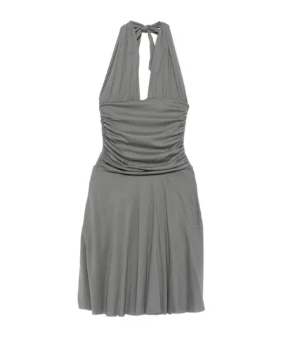Gimaguas Halter-neck Gathered Mini Dress In Gray