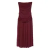 Gimaguas Fortuna Strapless Gathered Midi Dress In Brown