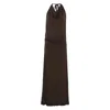 Gimaguas Sleeveless Maxi Dress Halter Neckline In Brown