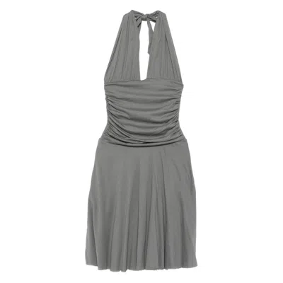 Gimaguas Halter-neck Gathered Mini Dress In Gray