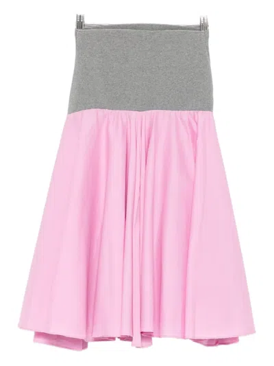 Gimaguas Elastic-waist Flared Midi Skirt In Pink