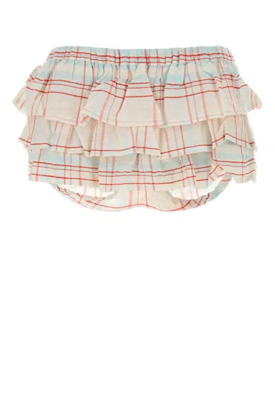 Gimaguas Embroidered Jardin Mini Shorts In Viscose-linen Blend In Multi