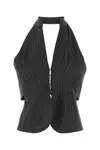 Gimaguas Embroidered Stretch Viscose Blend Ring Top In Greystripe