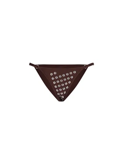 Gimaguas Embroidered-detail Bikini Bottom For Women In Brown