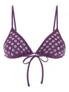 Gimaguas Triangle Cup Bikini Top Featuring Eyelet Embellishments In Purple