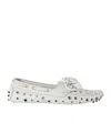 Gimaguas Suede Loafers With Bow And Perforated Design In White