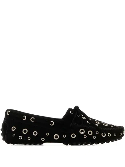 Gimaguas Eyelet-embellished Car Loafers In Black
