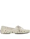 Gimaguas Suede Loafers With Bow And Perforated Design In White