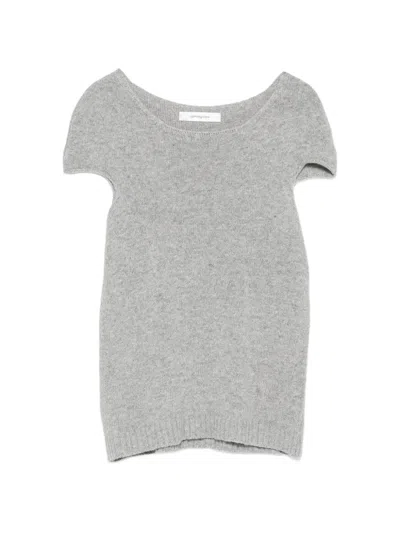 Gimaguas Fine-knit Cap-sleeve T-shirt In Gray