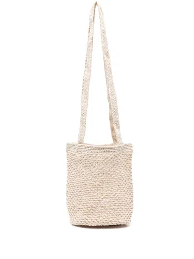 Gimaguas Fisherman-knitted Slouch Shoulder Bag In White