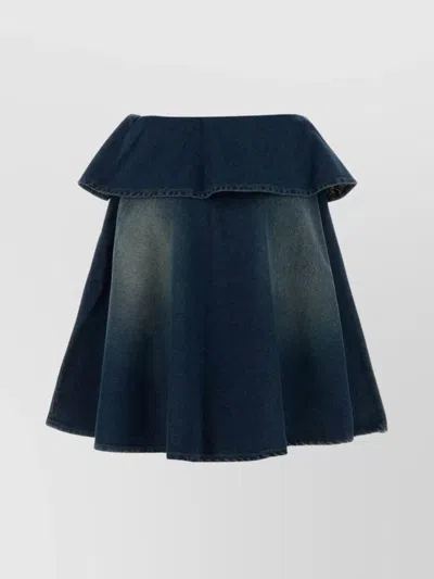 GIMAGUAS FLARED LAYERED DENIM MINI SKIRT