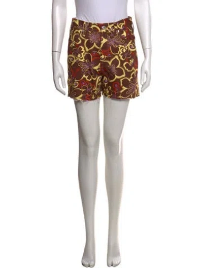 Pre-owned Gimaguas Floral Print Mini Shorts In Brown