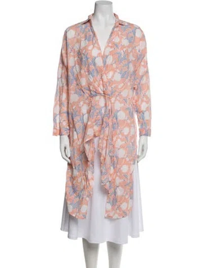 Pre-owned Gimaguas Floral Print V-neck Tunic In Pink