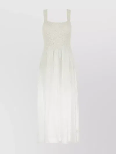 Gimaguas Flowy Skirt Midi Length Sleeveless Dress In White