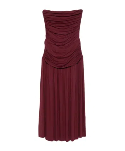 GIMAGUAS FORTUNA STRAPLESS GATHERED MIDI DRESS