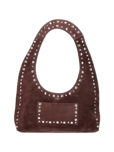 Gimaguas Franca Studded Suede Shoulder Bag In Brown