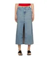 Gimaguas Front-slit Cotton Denim Midi Skirt In Gray