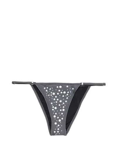 Gimaguas Gaia Crystal-embellished Bikini Bottoms In Gray