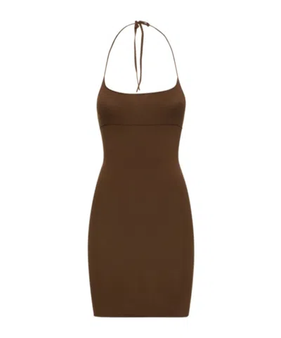 Gimaguas Gatt Stretch Viscose Mini Dress In Brown