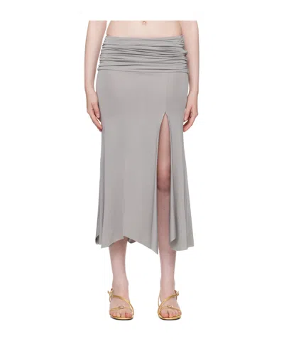 Gimaguas Ruched Asymmetric Midi Skirt In Grey