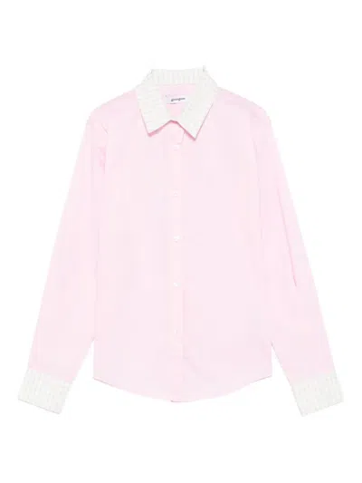 Gimaguas Gingham-trimmed Cotton Shirt In Pink