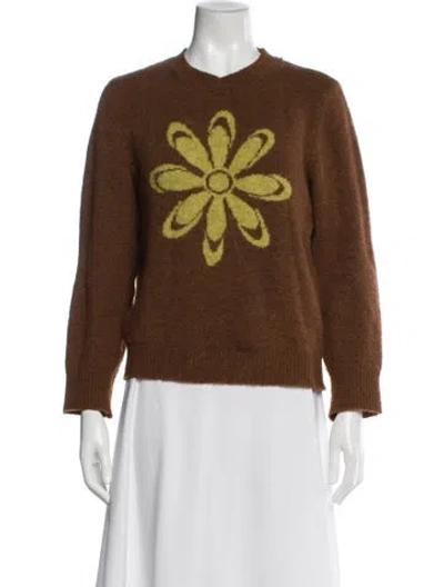 Pre-owned Gimaguas Graphic Print Crew Neck Sweater In Brown