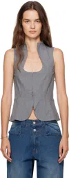 Gimaguas Melange Grey Stretch Jersey Amor Top In Gray