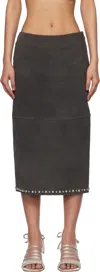 Gimaguas Gray Bella Suede Maxi Skirt In Black