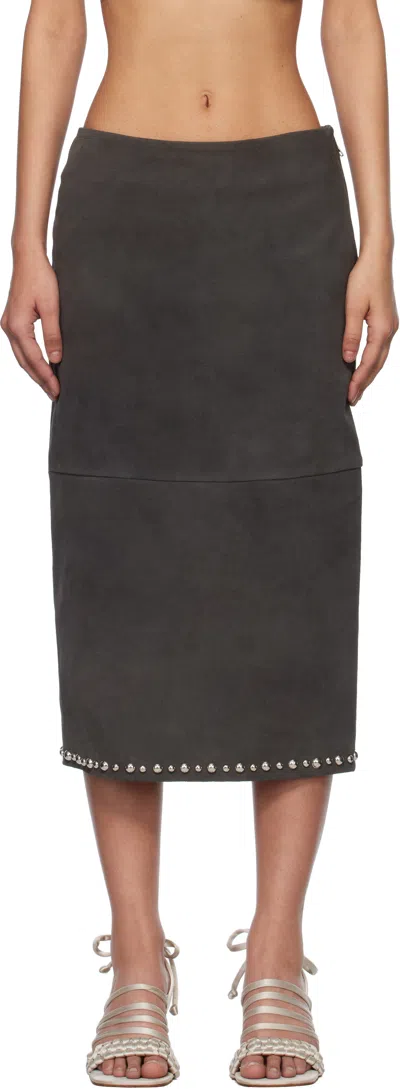 Gimaguas Gray Bella Suede Maxi Skirt In Black
