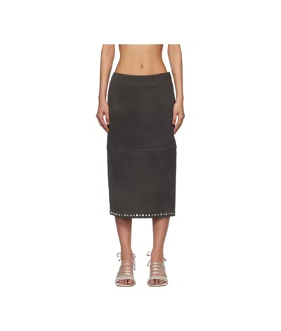 GIMAGUAS GRAY BELLA SUEDE MAXI SKIRT