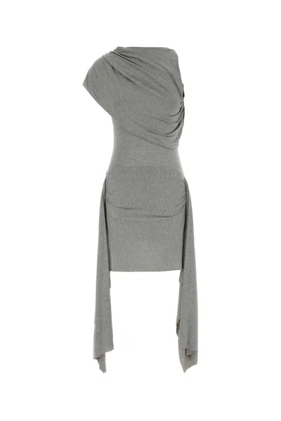 Gimaguas Stretch Viscose Annika Dress Asymmetric Shoulder In Gray