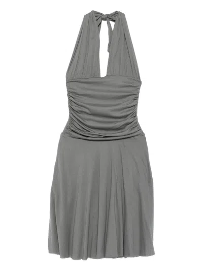 Gimaguas Halter-neck Gathered Mini Dress In Gray
