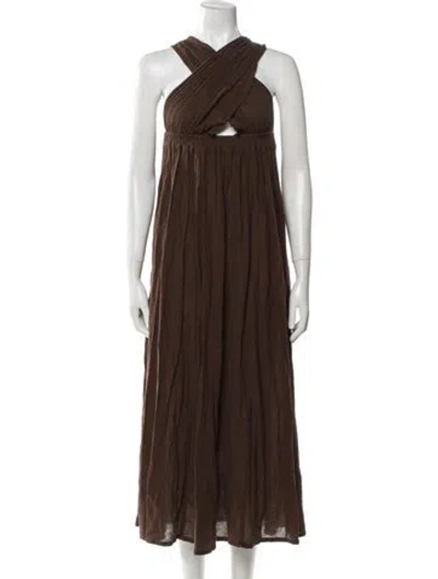 Pre-owned Gimaguas Halterneck Long Dress In Brown