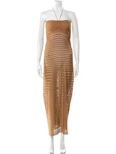 Pre-owned Gimaguas Halterneck Long Dress In Neutral